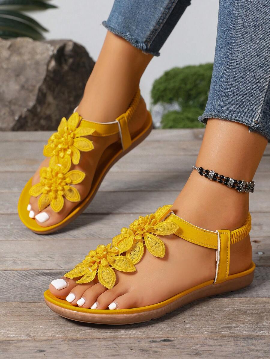 Sandali Ortopedici con Fiori Applicati