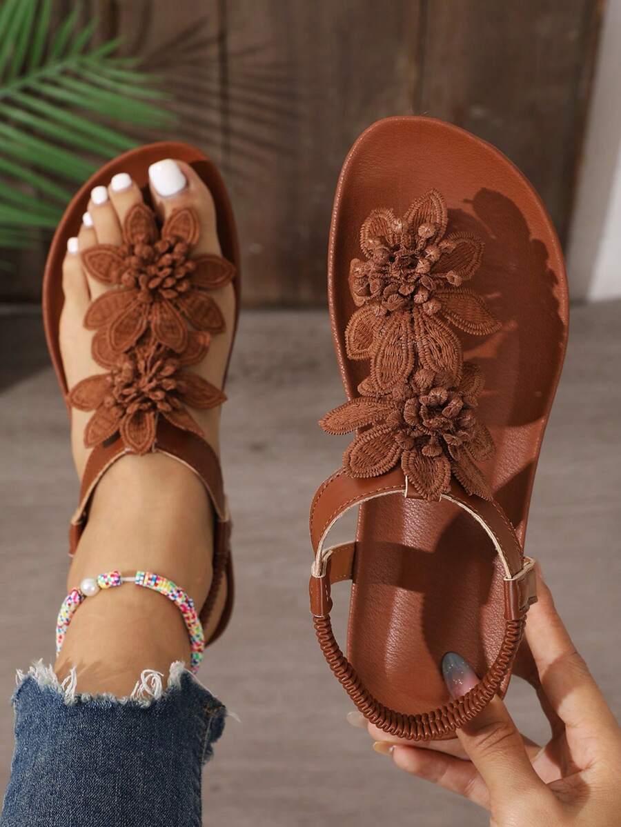 Sandali Ortopedici con Fiori Applicati