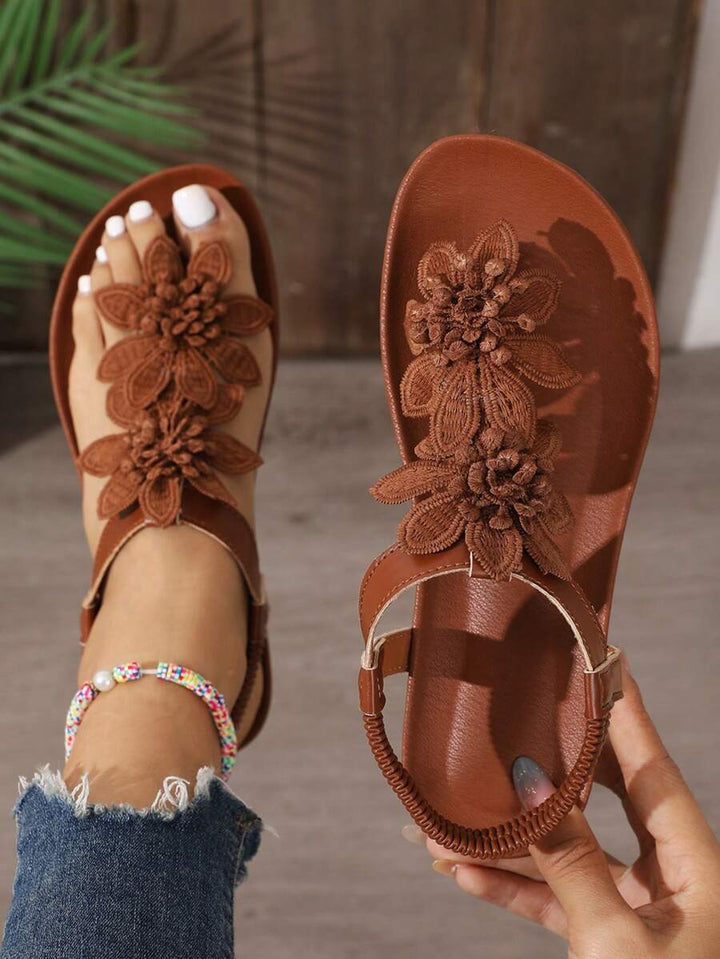 Sandali Ortopedici con Fiori Applicati