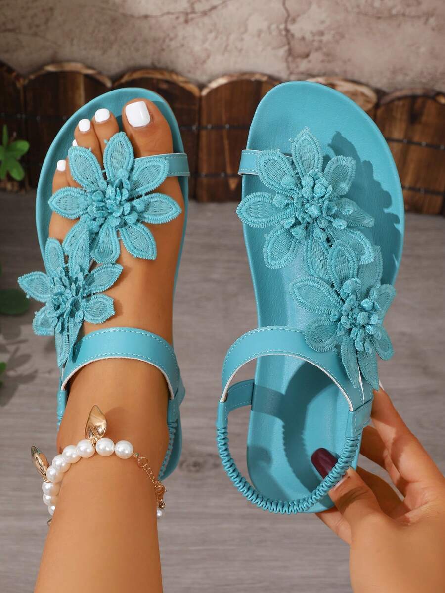 Sandali Ortopedici con Fiori Applicati