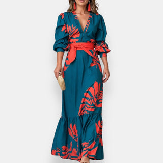 Abito Maxi Floreale Tropicale