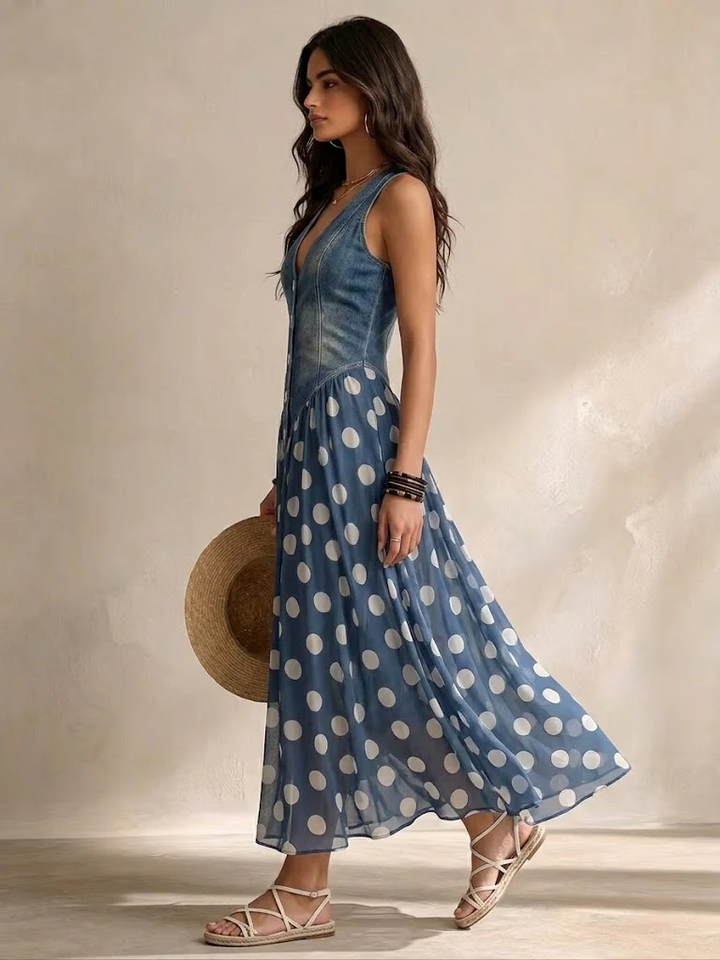 Abito Midi in Chiffon a Pois