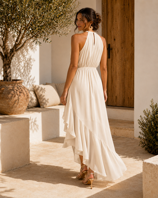 Abito Elegante con Orlo Asimmetrico