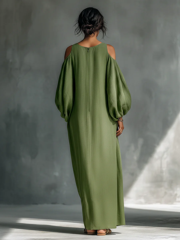 Abito Maxi con Maniche a Sbuffo Verde