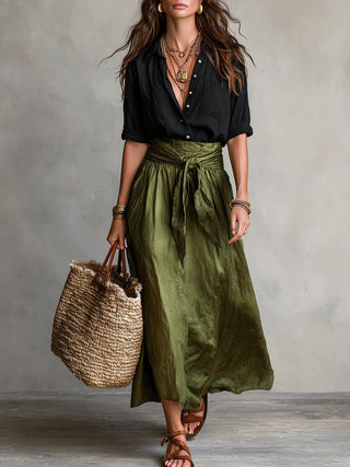 Abito maxi monospalla elegante e fluido